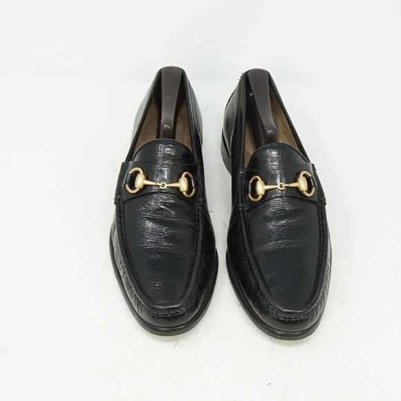 Gucci Black Leather Horsebit Loafers with Gold Hardware main image 8